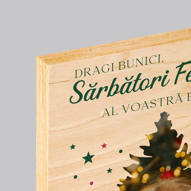 Formă Din Fotografii: Brad Sărbători - Imprimare Pe Lemn ( Verticală)