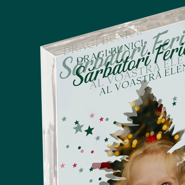 Formă Din Fotografii: Brad Sărbători - Bloc Acrilic