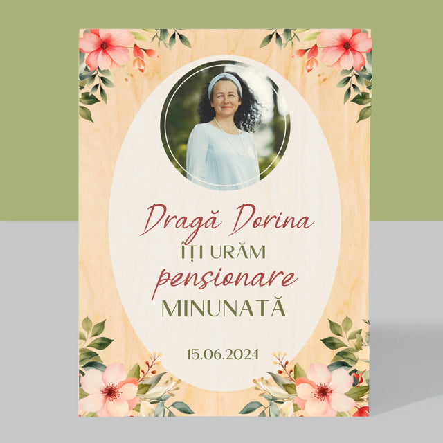 Fotografie Si Semnătură: Pensionare Minunată - Imprimare Pe Lemn ( Verticală)