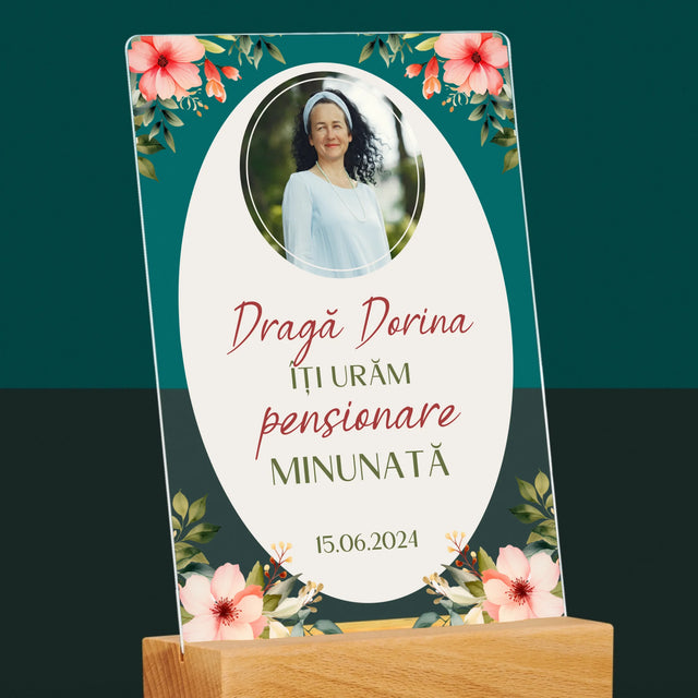 Fotografie Si Semnătură: Pensionare Minunată - Imprimare Pe Sticlă Acrilică (Verticală)