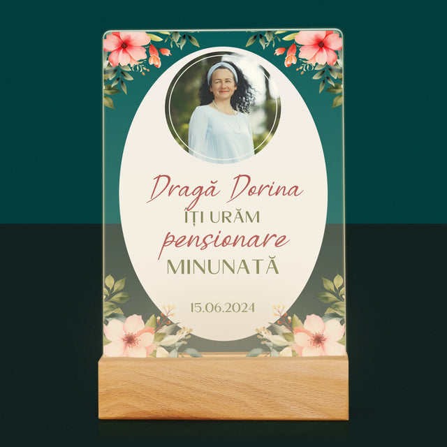 Fotografie Si Semnătură: Pensionare Minunată - Imprimare Pe Sticlă Acrilică (Verticală)