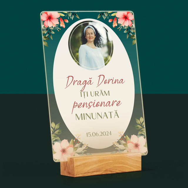 Fotografie Si Semnătură: Pensionare Minunată - Imprimare Pe Sticlă Acrilică (Verticală)