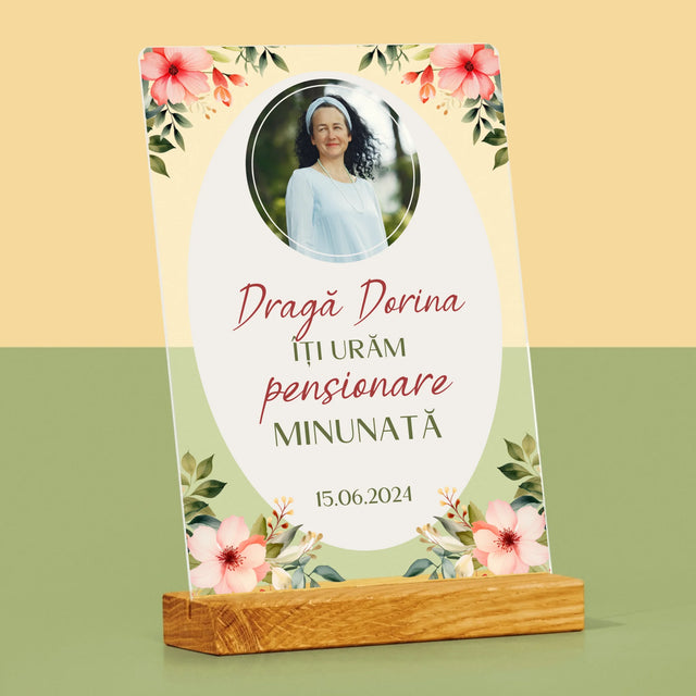Fotografie Si Semnătură: Pensionare Minunată - Imprimare Pe Sticlă Acrilică (Verticală)