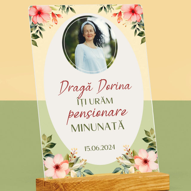 Fotografie Si Semnătură: Pensionare Minunată - Imprimare Pe Sticlă Acrilică (Verticală)
