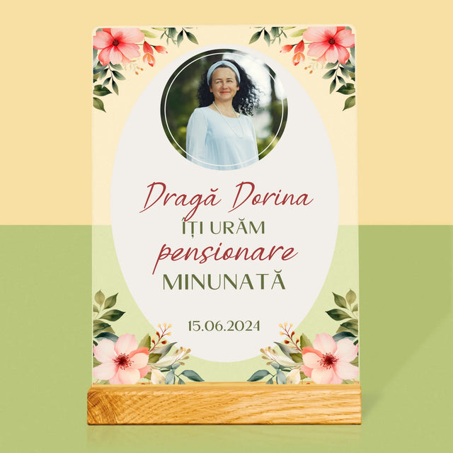 Fotografie Si Semnătură: Pensionare Minunată - Imprimare Pe Sticlă Acrilică (Verticală)