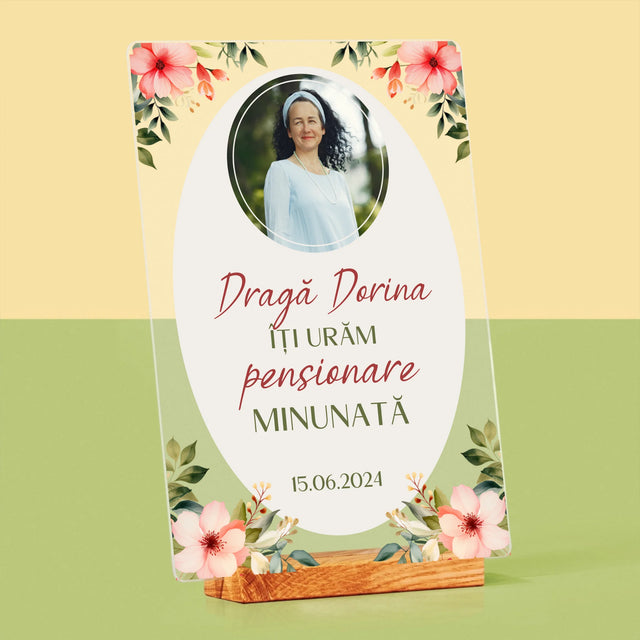 Fotografie Si Semnătură: Pensionare Minunată - Imprimare Pe Sticlă Acrilică (Verticală)