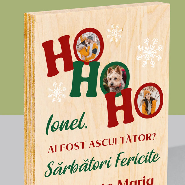 Colaj De Fotografii: Ho Ho Ho - Imprimare Pe Lemn ( Verticală)