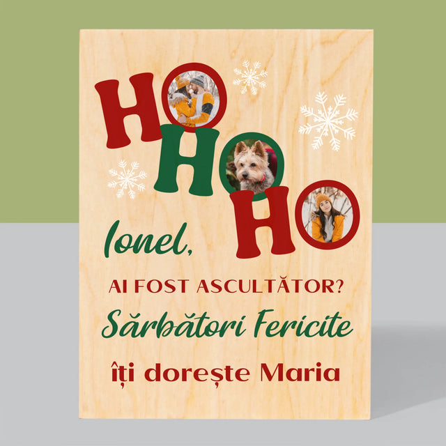 Colaj De Fotografii: Ho Ho Ho - Imprimare Pe Lemn ( Verticală)