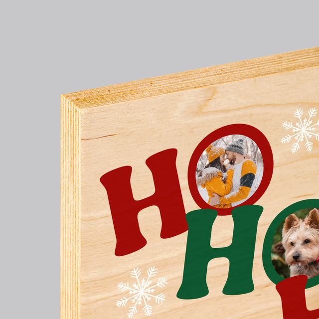 Colaj De Fotografii: Ho Ho Ho - Imprimare Pe Lemn ( Verticală)