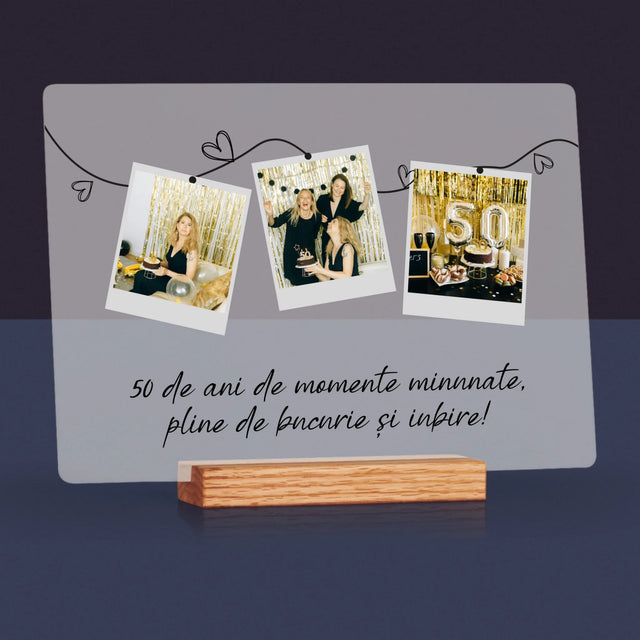 Colaj De Fotografii: 50 De Ani De Minunate Momente - Imprimare Pe Sticlă Acrilică (Horizontală)