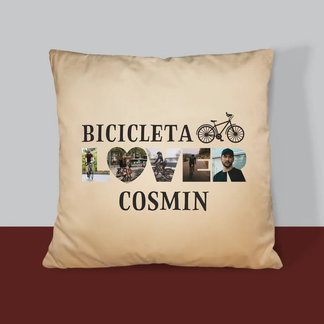 Cuvânt Din Fotografii: Bicicleta Lover - Pernă (Cu Fotografie)