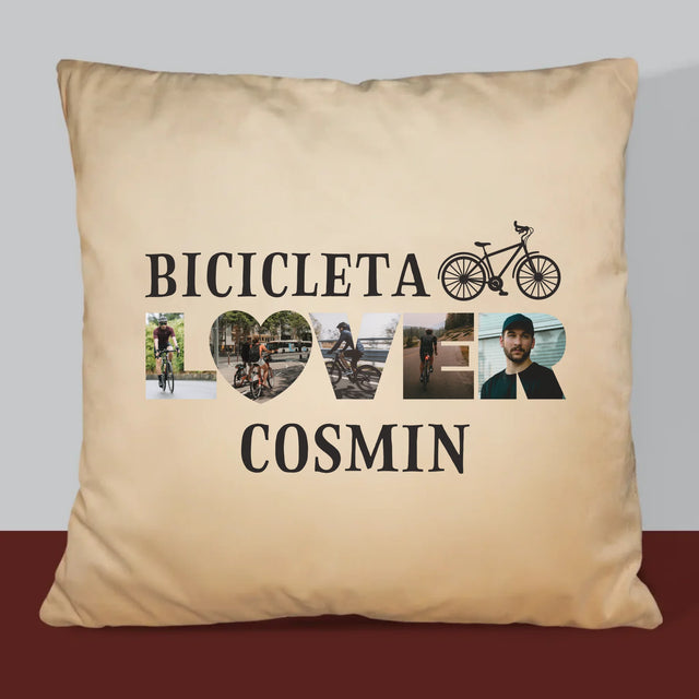 Cuvânt Din Fotografii: Bicicleta Lover - Pernă (Cu Fotografie)