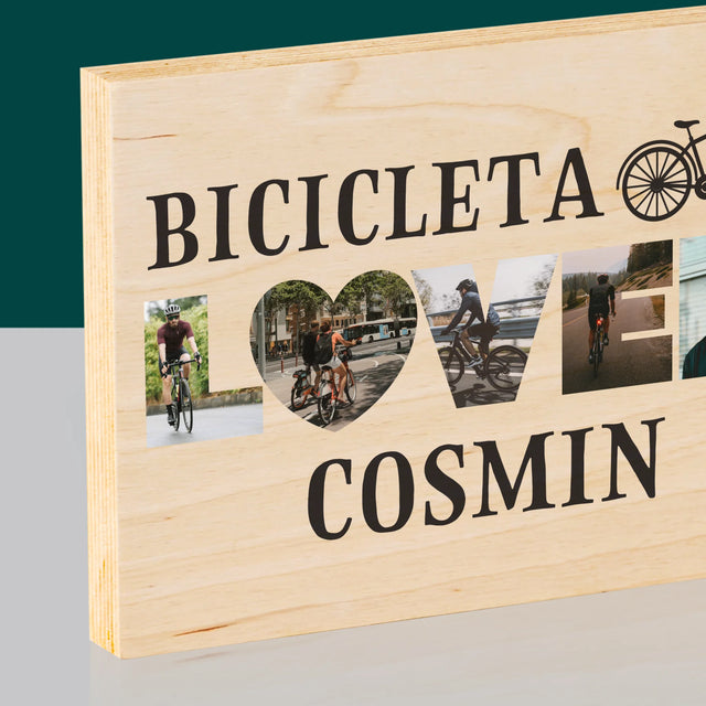 Cuvânt Din Fotografii: Bicicleta Lover - Imprimare Pe Lemn (Horizontală)