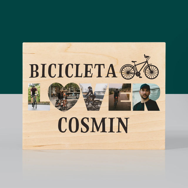 Cuvânt Din Fotografii: Bicicleta Lover - Imprimare Pe Lemn (Horizontală)