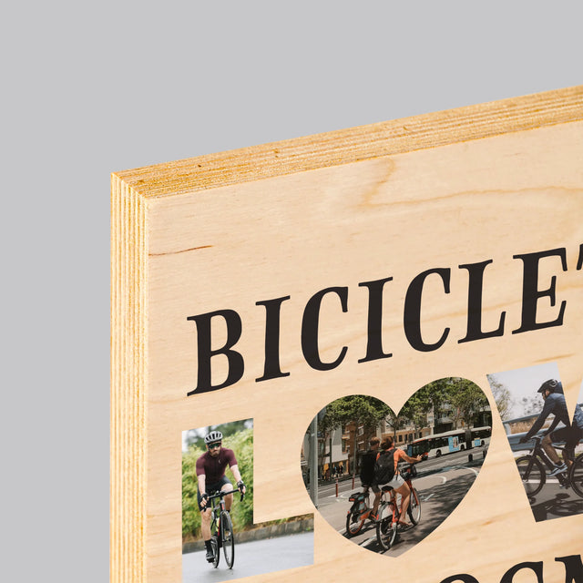 Cuvânt Din Fotografii: Bicicleta Lover - Imprimare Pe Lemn (Horizontală)