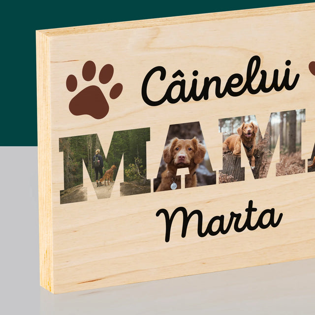 Cuvânt Din Fotografii: Mama Câinelui Din Fotografiile Tale - Imprimare Pe Lemn (Horizontală)