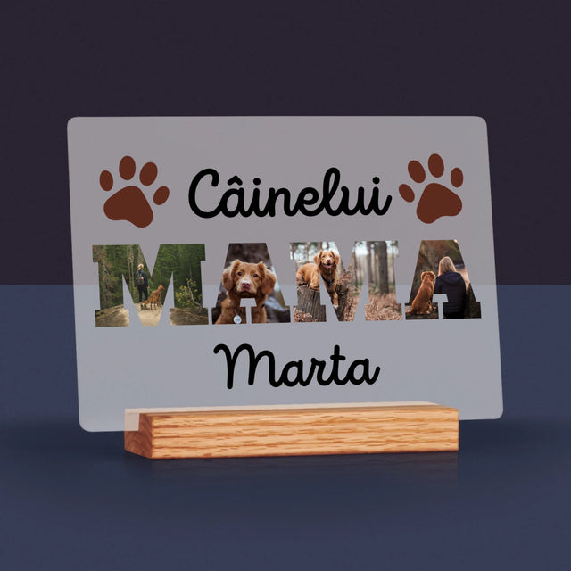 Cuvânt Din Fotografii: Mama Câinelui Din Fotografiile Tale - Imprimare Pe Sticlă Acrilică (Horizontală)