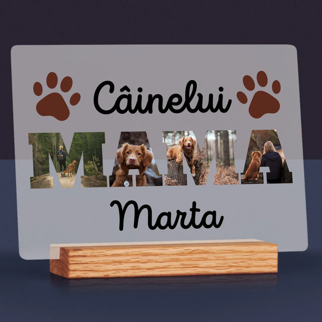 Cuvânt Din Fotografii: Mama Câinelui Din Fotografiile Tale - Imprimare Pe Sticlă Acrilică (Horizontală)