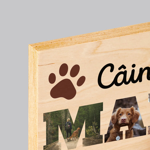 Cuvânt Din Fotografii: Mama Câinelui Din Fotografiile Tale - Imprimare Pe Lemn (Horizontală)