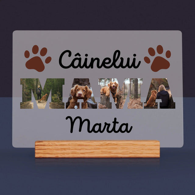 Cuvânt Din Fotografii: Mama Câinelui Din Fotografiile Tale - Imprimare Pe Sticlă Acrilică (Horizontală)