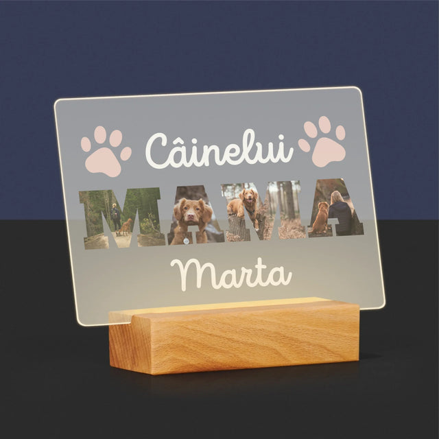 Cuvânt Din Fotografii: Mama Câinelui Din Fotografiile Tale - Imprimare Pe Sticlă Acrilică (Horizontală)