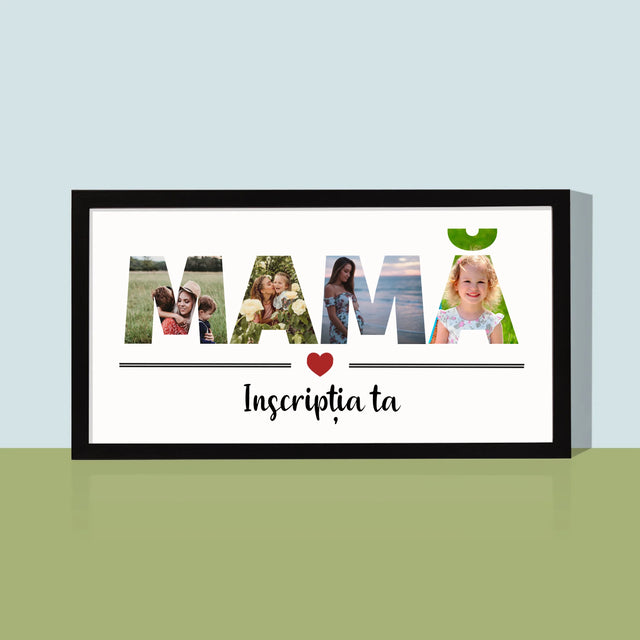 Cuvânt Din Fotografii: Mamă Din Fotografiile Tale - Imprimare Cu Ramă 20X40 (Horizontală)