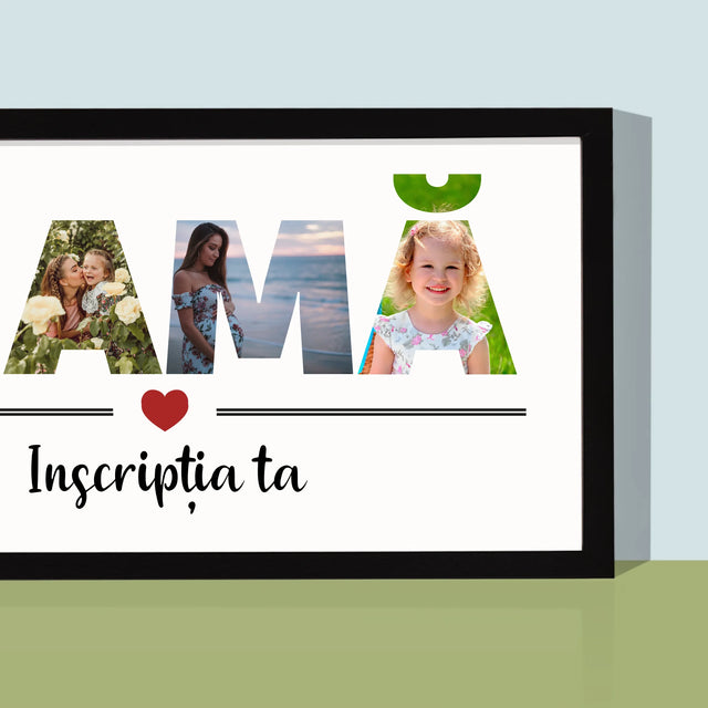 Cuvânt Din Fotografii: Mamă Din Fotografiile Tale - Imprimare Cu Ramă 20X40 (Horizontală)