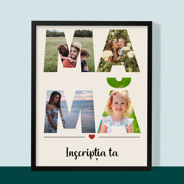 Cuvânt Din Fotografii: Mamă Din Fotografiile Tale - Imprimare Cu Ramă 30X40 (Verticală)
