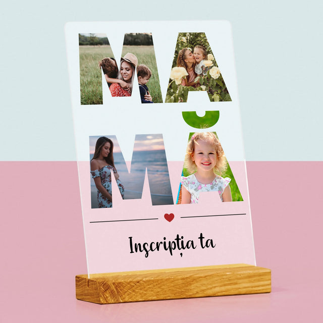 Cuvânt Din Fotografii: Mamă Din Fotografiile Tale - Imprimare Pe Sticlă Acrilică (Verticală)