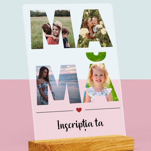 Cuvânt Din Fotografii: Mamă Din Fotografiile Tale - Imprimare Pe Sticlă Acrilică (Verticală)