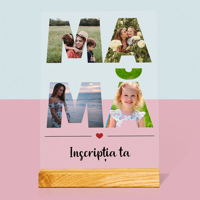 Cuvânt Din Fotografii: Mamă Din Fotografiile Tale - Imprimare Pe Sticlă Acrilică (Verticală)