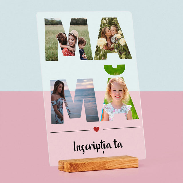 Cuvânt Din Fotografii: Mamă Din Fotografiile Tale - Imprimare Pe Sticlă Acrilică (Verticală)