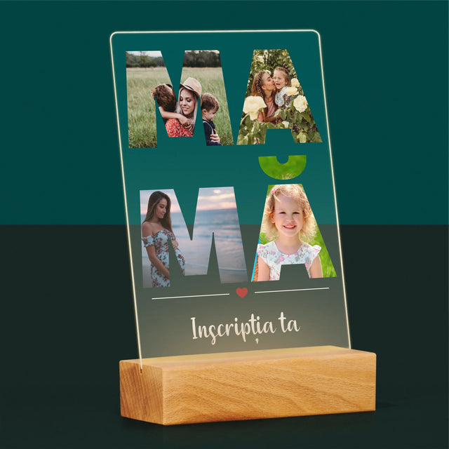 Cuvânt Din Fotografii: Mamă Din Fotografiile Tale - Imprimare Pe Sticlă Acrilică (Verticală)