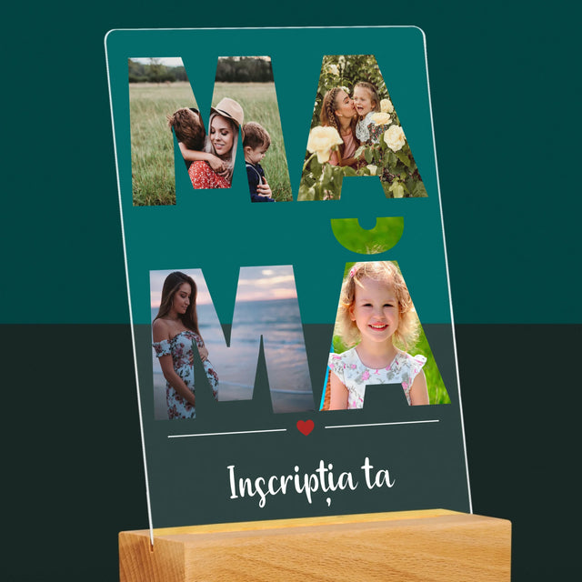 Cuvânt Din Fotografii: Mamă Din Fotografiile Tale - Imprimare Pe Sticlă Acrilică (Verticală)