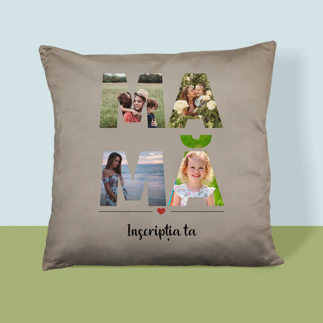 Cuvânt Din Fotografii: Mamă Din Fotografiile Tale - Pernă (Cu Fotografie)