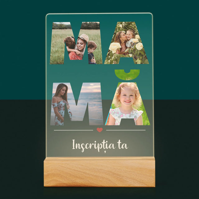 Cuvânt Din Fotografii: Mamă Din Fotografiile Tale - Imprimare Pe Sticlă Acrilică (Verticală)