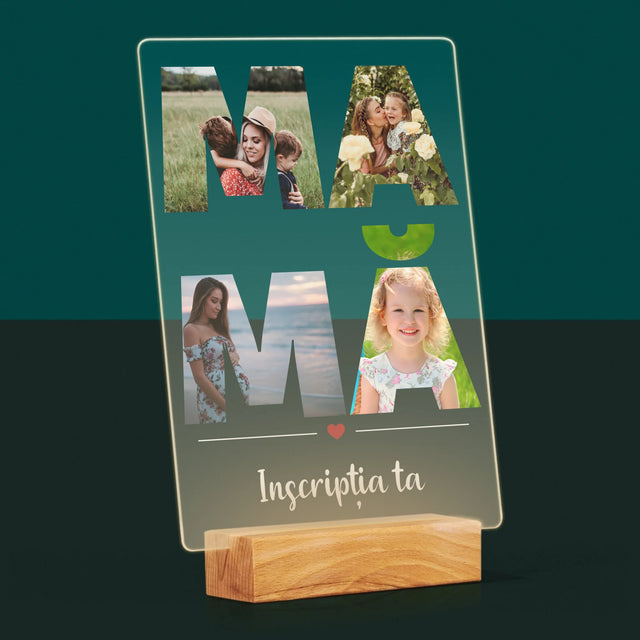 Cuvânt Din Fotografii: Mamă Din Fotografiile Tale - Imprimare Pe Sticlă Acrilică (Verticală)