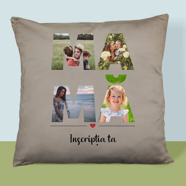 Cuvânt Din Fotografii: Mamă Din Fotografiile Tale - Pernă (Cu Fotografie)