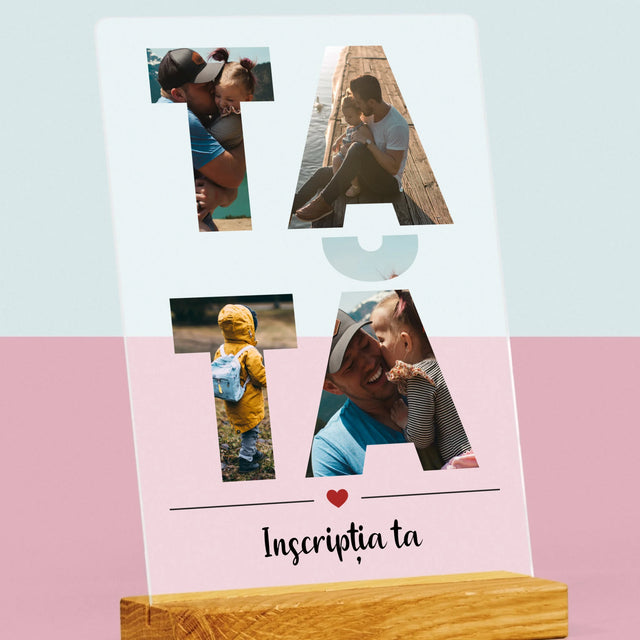 Cuvânt Din Fotografii: Tată Din Fotografiile Tale - Imprimare Pe Sticlă Acrilică (Verticală)