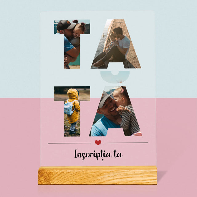 Cuvânt Din Fotografii: Tată Din Fotografiile Tale - Imprimare Pe Sticlă Acrilică (Verticală)