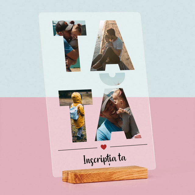 Cuvânt Din Fotografii: Tată Din Fotografiile Tale - Imprimare Pe Sticlă Acrilică (Verticală)