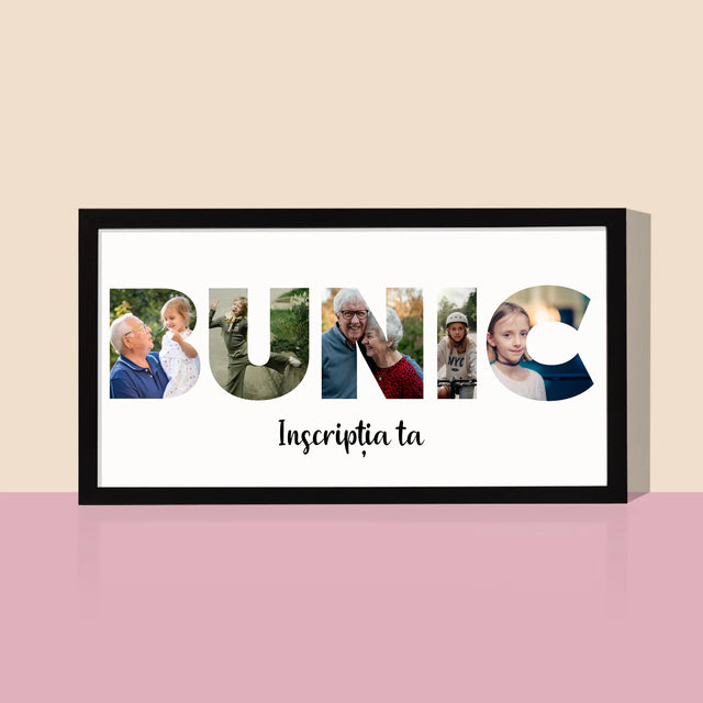 Cuvânt Din Fotografii: Bunic Din Fotografiile Tale - Imprimare Cu Ramă 20X40 (Horizontală)