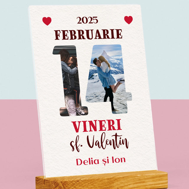 Cuvânt Din Fotografii: Sf. Valentin Pagină Din Calendar - Imprimare Pe Sticlă Acrilică (Verticală)