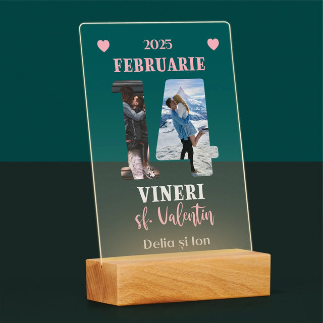 Cuvânt Din Fotografii: Sf. Valentin Pagină Din Calendar - Imprimare Pe Sticlă Acrilică (Verticală)