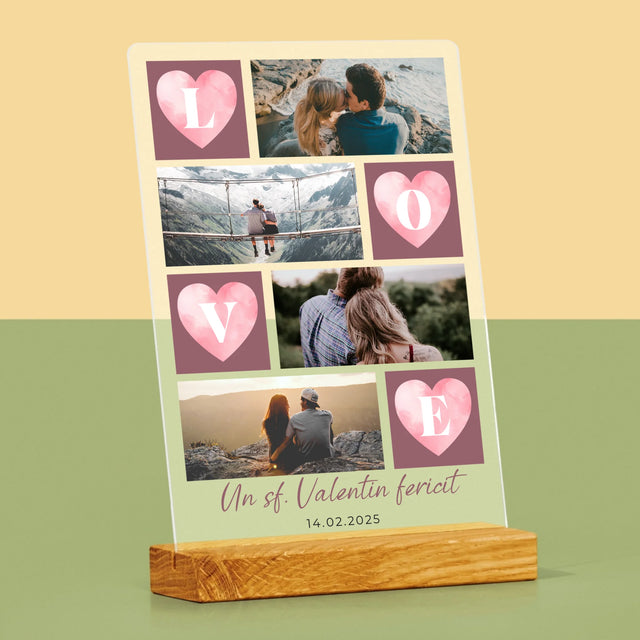 Colaj De Fotografii: Inimi Love - Imprimare Pe Sticlă Acrilică (Verticală)