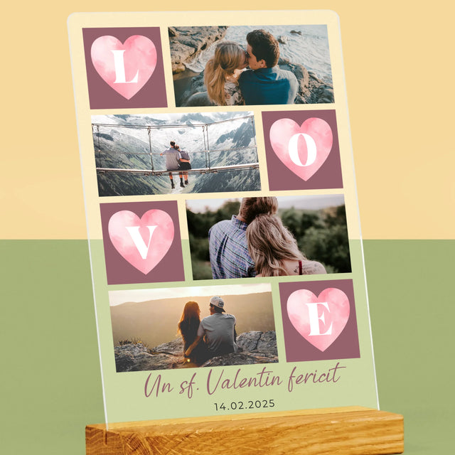 Colaj De Fotografii: Inimi Love - Imprimare Pe Sticlă Acrilică (Verticală)