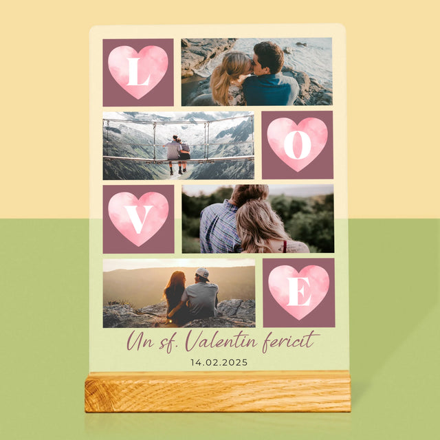 Colaj De Fotografii: Inimi Love - Imprimare Pe Sticlă Acrilică (Verticală)