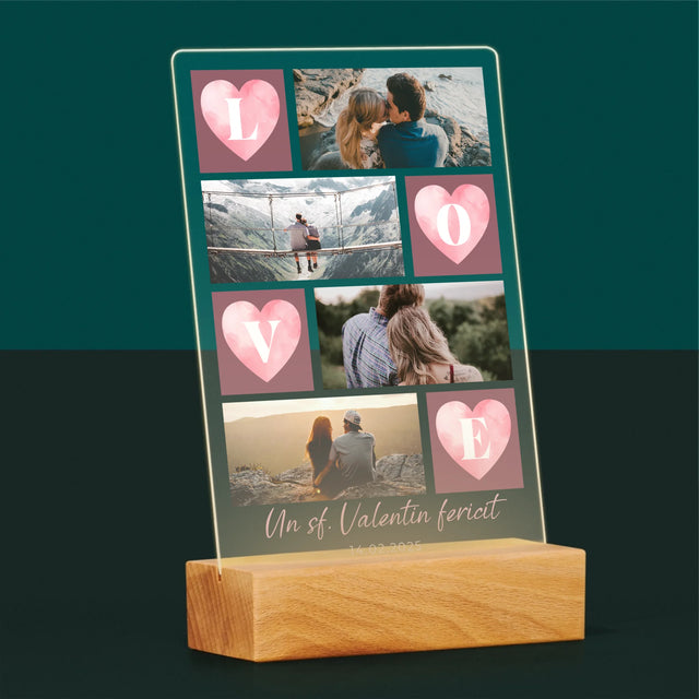 Colaj De Fotografii: Inimi Love - Imprimare Pe Sticlă Acrilică (Verticală)