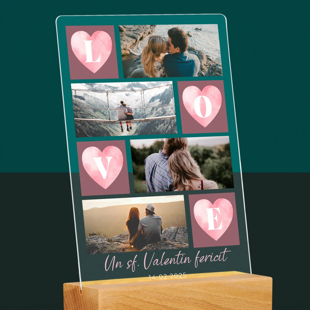 Colaj De Fotografii: Inimi Love - Imprimare Pe Sticlă Acrilică (Verticală)