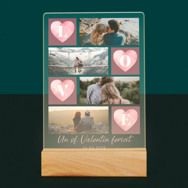 Colaj De Fotografii: Inimi Love - Imprimare Pe Sticlă Acrilică (Verticală)